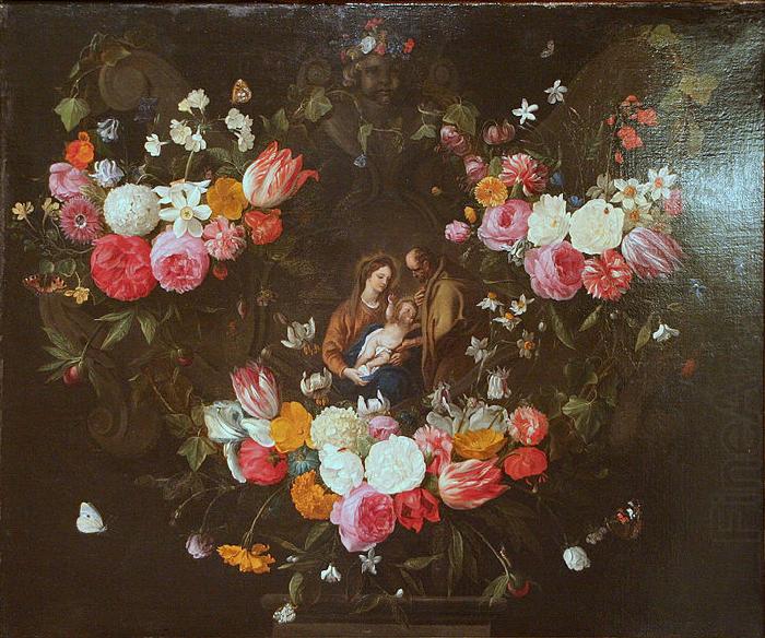 Jan Van Kessel Garland of Flowers with the Holy Family china oil painting image